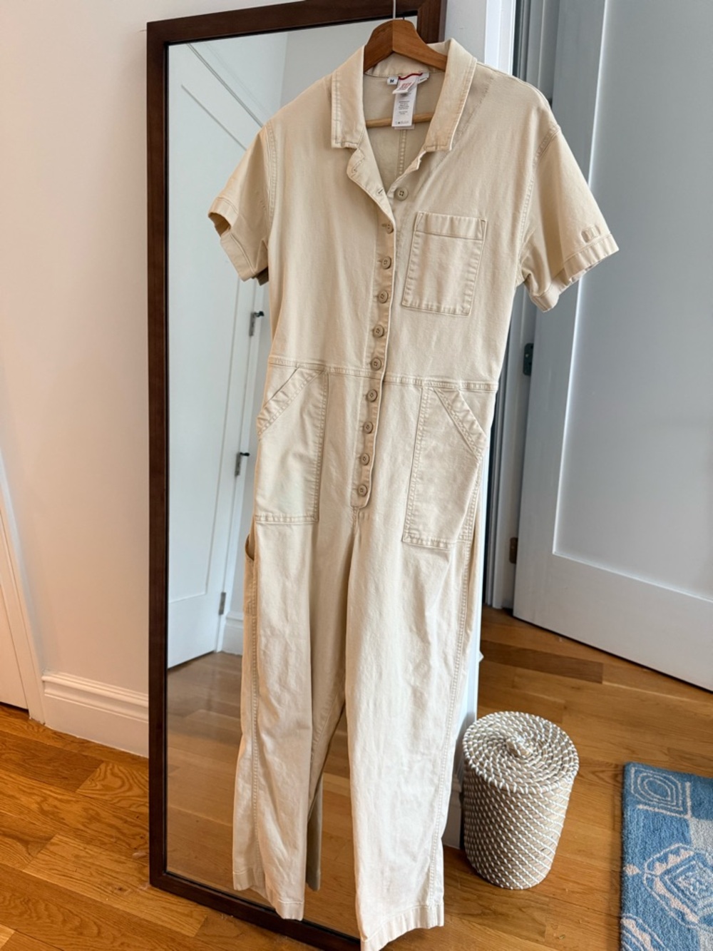 Topo Designs Cream Short-Sleeve Button-Front Jumpsuit